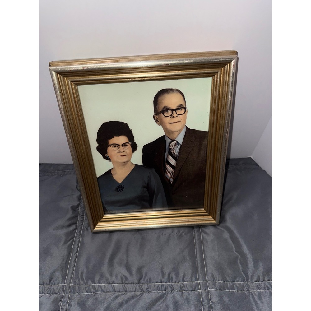 Vintage Mid Century Studio Portrait Couple Gold Frame Raleigh NC Photography